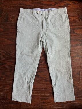 Men's Light Green Seersucker Pants - Classic Summer Chino 42x29 - Made in USA